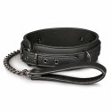 EasyToys Obroża z Smyczą Regulowana Skorzana 40-54 cm Czarna