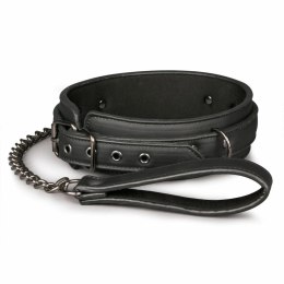 EasyToys Obroża z Smyczą Regulowana Skorzana 40-54 cm Czarna