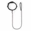 EasyToys Obroża z Smyczą Regulowana Skorzana 40-54 cm Czarna