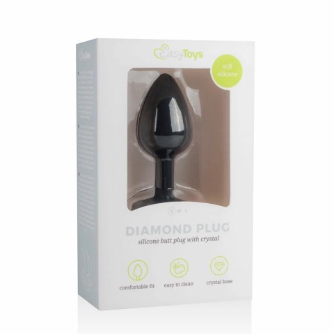 EasyToys Korek analny anatomiczny silikonowy Small Czarny z kryształem EasyToys Korek analny anatomiczny silikonowy Small Czarny z kryształem