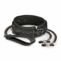 EasyToys Skorzany Kołnierz Regulowany z Łańcuszkami Metalowymi 45 cm