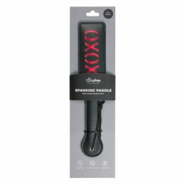 Ouch! Skorzana packa XOXO z czerwonym napisem - czarna, 32 cm