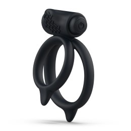 B Swish bcharmed Basic Plus Black - silikonowy podwojny pierścień wibracyjny