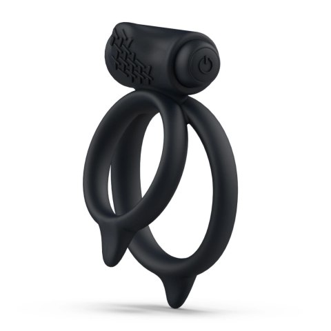 B Swish bcharmed Basic Plus Black - silikonowy podwojny pierścień wibracyjny