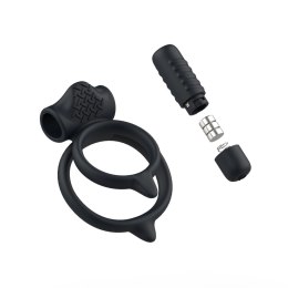 B Swish bcharmed Basic Plus Black - silikonowy podwojny pierścień wibracyjny