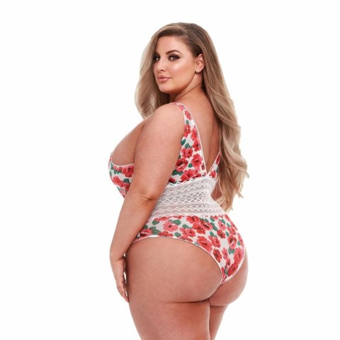 Baci Body Floral Tie-Up Teddy White Queen Size - kwiatowy wzor, rozmiar Queen Baci Body Floral Tie-Up Teddy White Queen Size - kwiatowy wzor, rozmiar Queen