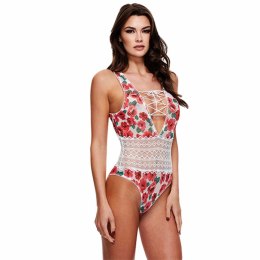 Baci Body Floral Tie-Up White S/M - kwiatowy model z wiązaniem