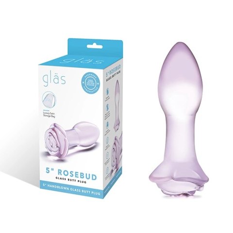 Glas Rosebud - szklany model intymny z rożową bazą, 12,7 cm Glas Rosebud - szklany model intymny z rożową bazą, 12,7 cm