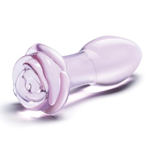 Glas Rosebud - szklany model intymny z rożową bazą, 12,7 cm Glas Rosebud - szklany model intymny z rożową bazą, 12,7 cm