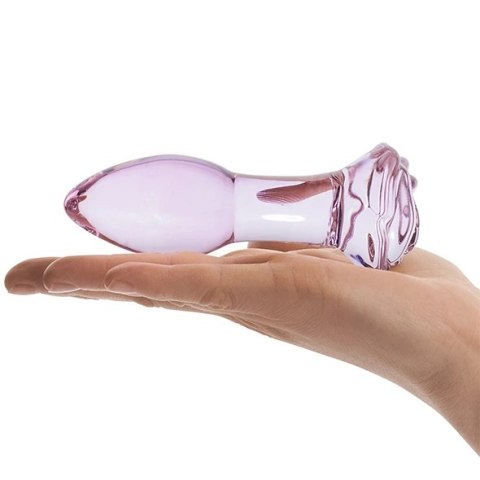Glas Rosebud - szklany model intymny z rożową bazą, 12,7 cm Glas Rosebud - szklany model intymny z rożową bazą, 12,7 cm