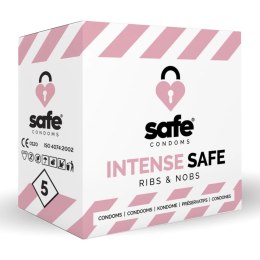 Safe Intense Prezerwatywy z teksturą wypustek 5 szt. lateksowe 52 mm