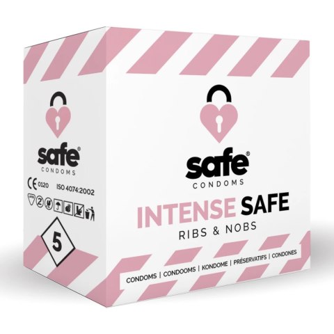 Safe Intense Prezerwatywy z teksturą wypustek 5 szt. lateksowe 52 mm Safe Intense Prezerwatywy z teksturą wypustek 5 szt. lateksowe 52 mm
