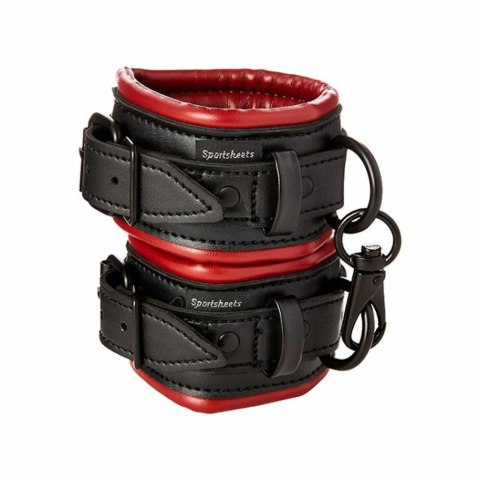 Sportsheets Saffron Cuffs kajdanki szerokie czarno-czerwone PU Sportsheets Saffron Cuffs kajdanki szerokie czarno-czerwone PU