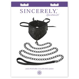 Sportsheets Sincerely Lace Posture Collar & Leash - koronkowy zestaw z gorsetowym sznurowaniem