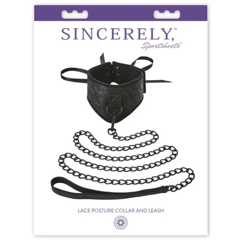 Sportsheets Sincerely Lace Posture Collar & Leash - koronkowy zestaw z gorsetowym sznurowaniem Sportsheets Sincerely Lace Posture Collar & Leash - koronkowy zestaw z gorsetowym sznurowaniem