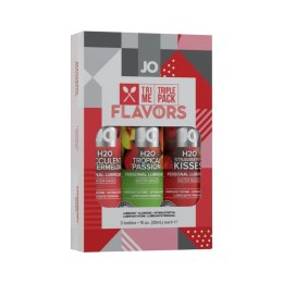 System JO Tri Me Flavors Zestaw Lubrykantow 3x30ml Arbuz Truskawka Tropikalny