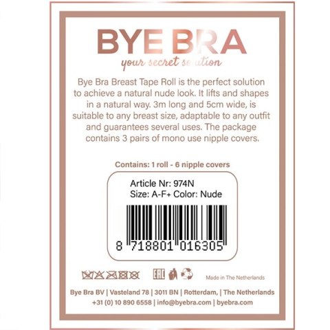 Bye Bra Breast Tape Roll & Silk Covers - Taśma modelująca i jedwabne osłonki 3m Bye Bra Breast Tape Roll & Silk Covers - Taśma modelująca i jedwabne osłonki 3m