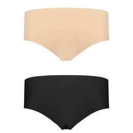 Bye Bra Invisible Hipster 2-Pack Nude & Black L - Bezszwowe majtki niewidoczne