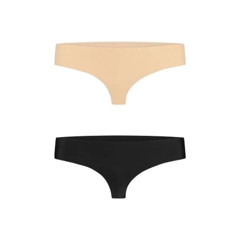 Bye Bra Invisible Thong 2-Pack Nude & Black M - Bezszwowe stringi Bye Bra Invisible Thong 2-Pack Nude & Black M - Bezszwowe stringi