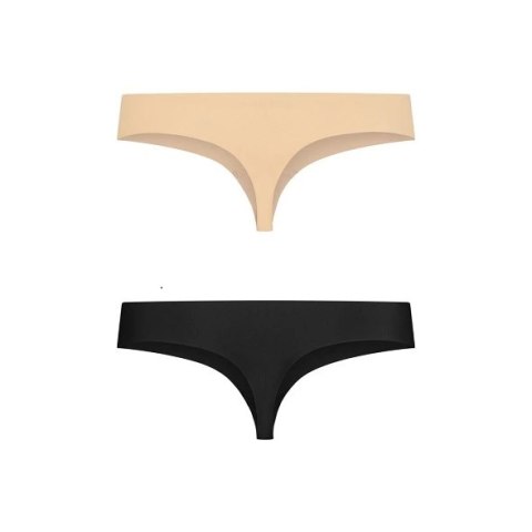 Bye Bra Invisible Thong L 2-pack - Bezszwowe stringi nude i czarne Bye Bra Invisible Thong L 2-pack - Bezszwowe stringi nude i czarne