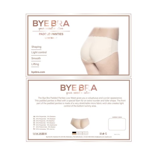 Bye Bra Padded Panties M Nude - Majtki modelujące niski stan beżowe Bye Bra Padded Panties M Nude - Majtki modelujące niski stan beżowe