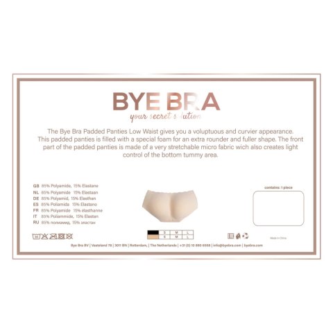 Bye Bra Padded Panties S Nude - Majtki modelujące z pianką, niski stan Bye Bra Padded Panties S Nude - Majtki modelujące z pianką, niski stan