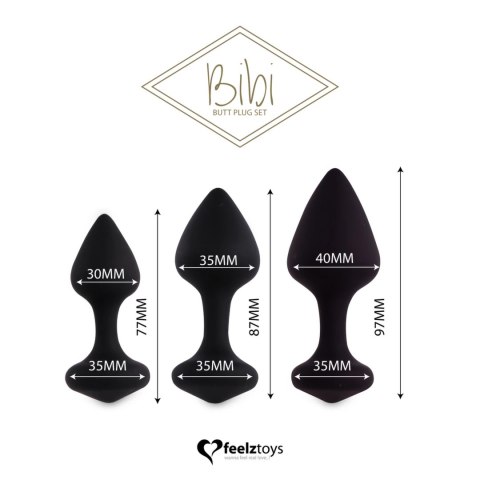 FeelzToys Bibi Black - Zestaw 3 anatomicznych wtyczek silikonowych FeelzToys Bibi Black - Zestaw 3 anatomicznych wtyczek silikonowych