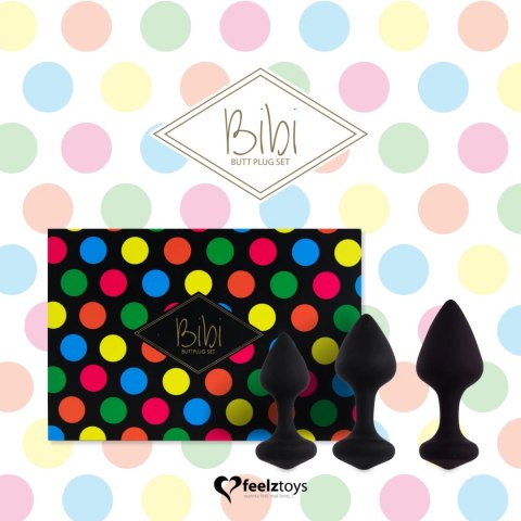 FeelzToys Bibi Black - Zestaw 3 anatomicznych wtyczek silikonowych FeelzToys Bibi Black - Zestaw 3 anatomicznych wtyczek silikonowych