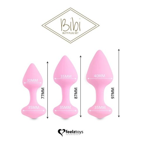 FeelzToys Bibi Pink - Zestaw trzech anatomicznych korkow silikonowych FeelzToys Bibi Pink - Zestaw trzech anatomicznych korkow silikonowych