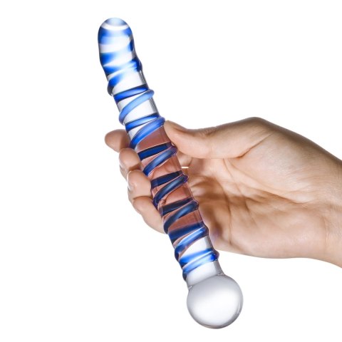 Glas Mr. Swirly - szklany aplikator zakrzywiony, spiralna tekstura, 16 cm Glas Mr. Swirly - szklany aplikator zakrzywiony, spiralna tekstura, 16 cm