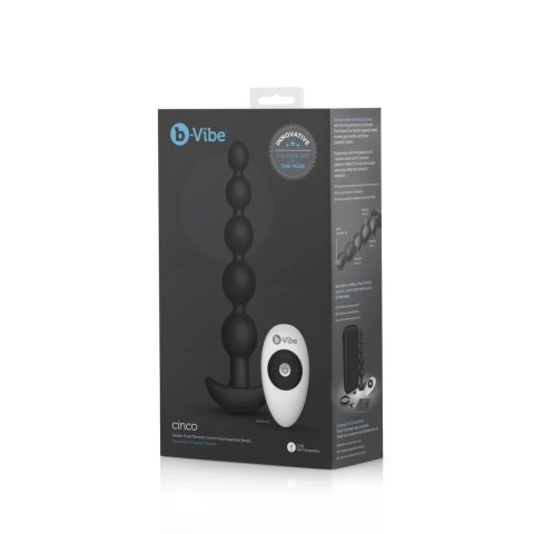 B-Vibe Cinco Black - silikonowy model z wibracją, 5 segmentow, pilot B-Vibe Cinco Black - silikonowy model z wibracją, 5 segmentow, pilot