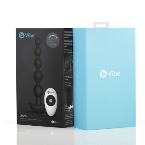 B-Vibe Cinco Black - silikonowy model z wibracją, 5 segmentow, pilot B-Vibe Cinco Black - silikonowy model z wibracją, 5 segmentow, pilot