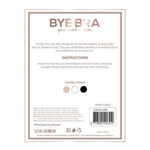 Bye Bra Flexible Low Back Straps 2 haftki czarny/biały - obniżający pasek Bye Bra Flexible Low Back Straps 2 haftki czarny/biały - obniżający pasek