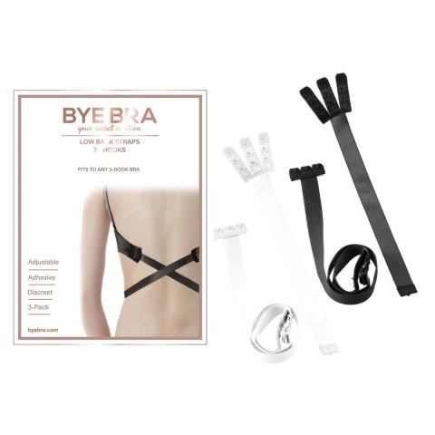 Bye Bra Flexible Low Back Straps 3 haftki czarny/biały regulowane Bye Bra Flexible Low Back Straps 3 haftki czarny/biały regulowane