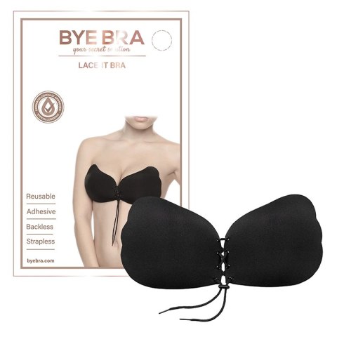 Bye Bra Lace-It Bra D Czarny - Samonośny biustonosz wiązany na przodzie Bye Bra Lace-It Bra D Czarny - Samonośny biustonosz wiązany na przodzie