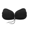 Bye Bra Lace-It Bra D Czarny - Samonośny biustonosz wiązany na przodzie