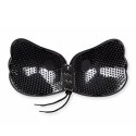 Bye Bra Lace-It Bra D Czarny - Samonośny biustonosz wiązany na przodzie