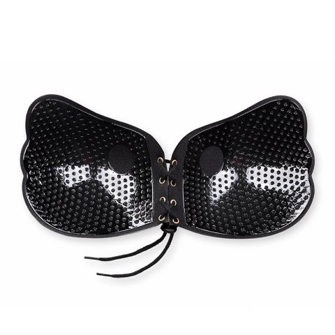 Bye Bra Lace-It Bra D Czarny - Samonośny biustonosz wiązany na przodzie Bye Bra Lace-It Bra D Czarny - Samonośny biustonosz wiązany na przodzie