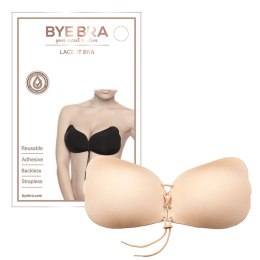 Bye Bra Lace-It Bra samonośny stanik miseczka C nude wiązany