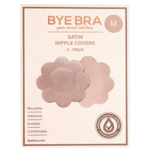 Bye Bra Satin Nipple Covers M 6 cm Nude 3 pary - materiałowe osłonki Bye Bra Satin Nipple Covers M 6 cm Nude 3 pary - materiałowe osłonki