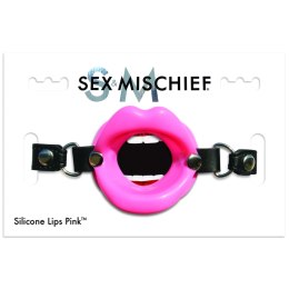 S&M Knebel Silikonowy Lips Pink - Regulowany Pasek 64cm