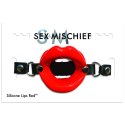 S&M Knebel Silikonowy Lips Red z Regulowanym Paskiem 64 cm