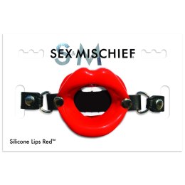 S&M Knebel Silikonowy Lips Red z Regulowanym Paskiem 64 cm