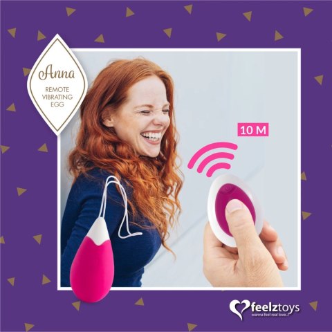 FeelzToys Anna Deep Pink - zdalnie sterowane jajko, 10 trybow, silikon FeelzToys Anna Deep Pink - zdalnie sterowane jajko, 10 trybow, silikon