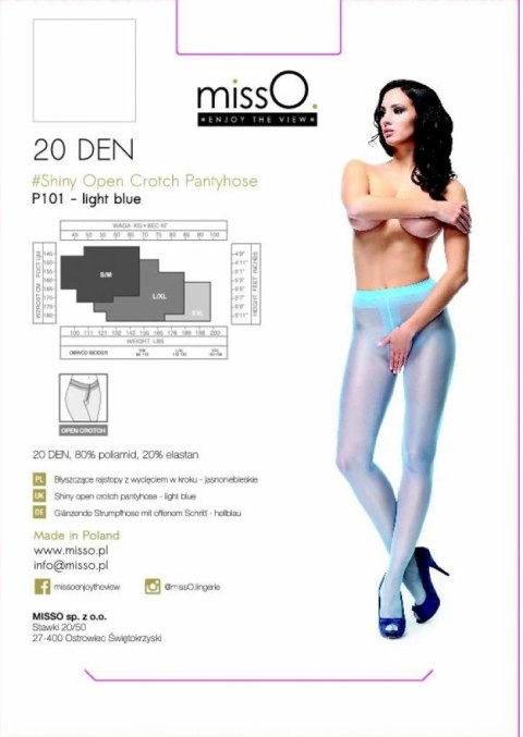MissO P101 Rajstopy z wycięciem jasnoniebieskie XXL połysk MissO P101 Rajstopy z wycięciem jasnoniebieskie XXL połysk