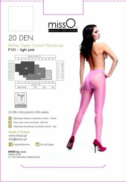 MissO P101 Rajstopy z wycięciem jasnorożowe L/XL połysk