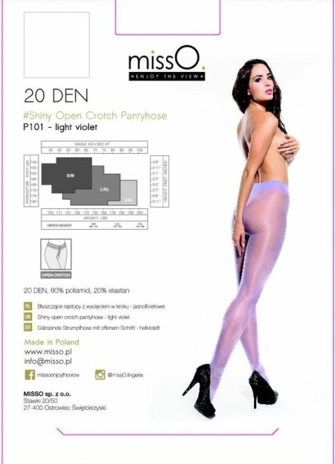 MissO P101 rajstopy z wycięciem jasnofioletowe S/M eleganckie MissO P101 rajstopy z wycięciem jasnofioletowe S/M eleganckie