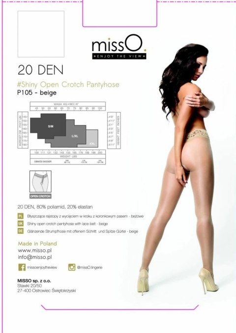 MissO P105 Rajstopy damskie z wycięciem beżowe L/XL koronka MissO P105 Rajstopy damskie z wycięciem beżowe L/XL koronka