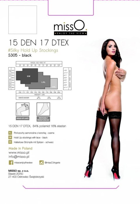 MissO S305 Pończochy samonośne czarne XXL 15DEN koronka MissO S305 Pończochy samonośne czarne XXL 15DEN koronka