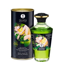 Shunga Aphrodisiac Warming Oil Green Tea 100ml - Rozgrzewający olejek do masażu